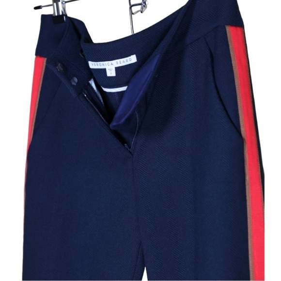 🅽🅴🆆 Veronica Beard pants, midnight blue / red stripe, front pockets, size 2 - Picture 15 of 16